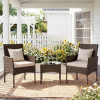 Sweetcrispy 3 Piece Patio Furniture Set, All-Weather Outdoor Wicker Bistro Set - Image 2