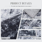 2x6 Washable Runner Rug：Modern Abstract Kitchen Carpet Black | - Image 7