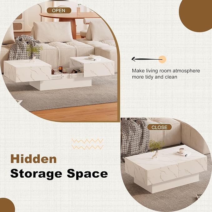 HedoAjim White Marble Coffee Table - Image 3