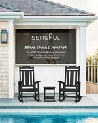 SERWALL Black Outdoor Rocking Chair Set of 2, All Weather Patio Rocking Chair - Image 7