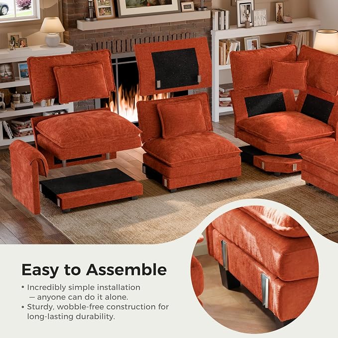 ELUCHANG 150" Oversized V-Shaped Cloud Couch Modular Sectional Sofa - Image 9