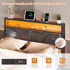 OURPIC Full Size Bed Frame, 2-Tier Storage Headboard & 6 Fabric Drawers - Image 4