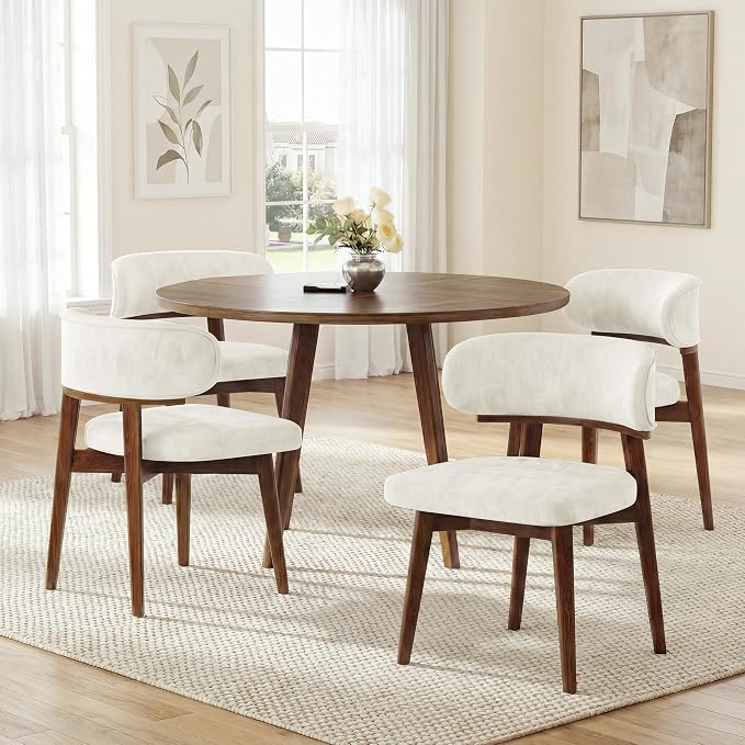 Dining Chairs Set of 4, Modern Upholstered Dining Chairs, Wooden Kitchen Chairs by GRUSIGN