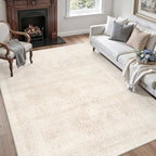 5x7 Area Rugs Living Room: Bedroom Neutral Washable Carpet Beige | Large - Image 3