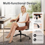 IWMH Leather Office Chair with Removable Armrests，Mid-Back Ergonomic Desk Chair - Image 4