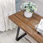 Home Soft Things Natural Old Pine Wood Rectangle Entryway Bench, Sturdy Hand - Image 4