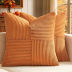 MIULEE Fall Burnt Decorative Euro Sham Pillow Covers 24x24 Inch 2 Pack | Boho by MIULEE