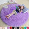 Amdrebio Purple Fluffy Round Circle Area Rug 4Ft by Amdrebio