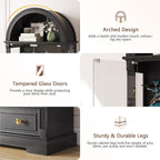 Black Curio Cabinet with Glass Doors, 4-Tier Display Case - Image 6