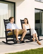 SERWALL Outdoor Rocking Chair Set of 4, Oversized HDPE Patio Rocking Chair - Image 8