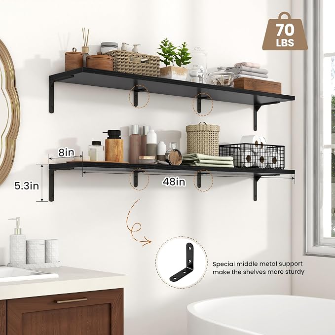 Fun Memories Deep Floating Shelves, 48W x 8D Floating Shelves Set of 2 - Image 3