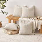 MIULEE Soft Decorative Chenille Pillow Covers Cream 18x18 Pack of 4 | Modern - Image 4