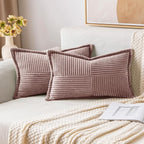 MIULEE Decorative Lumbar Throw Pillow Covers 12x20 Inch Blush Pink 2 Pack | by MIULEE