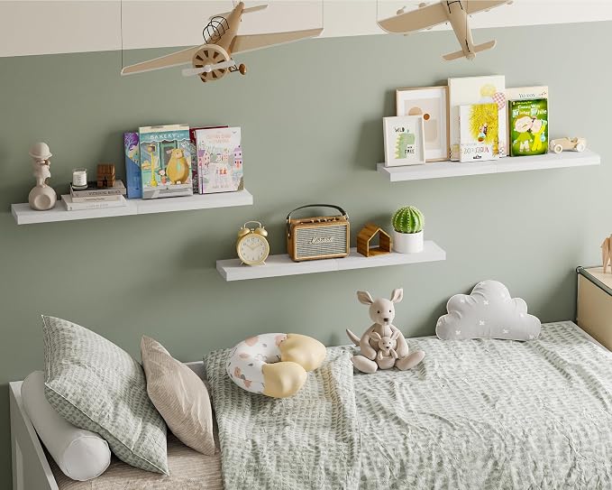 Fixwal White Shelves, 15.7in Floating Shelves, Farmhouse Shelf Wall Decor - Image 7