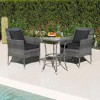 Tangkula 3-Piece Patio Furniture Set, PE Wicker Conversation Bistro Set w/A - Image 2