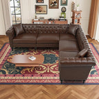 KEIKI 99" L-Shaped Luxury PU Leather Chesterfield Sectional Sofa - Image 4