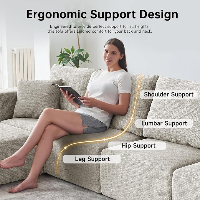 152'' Modern Boneless Couch, Oversized 2-in-1 Modular Sectional Sofa Bed - Image 3