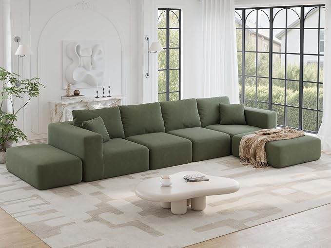 152'' Modern Boneless Couch, Oversized 2-in-1 Modular Sectional Sofa Bed by CUGOAO