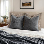 MIULEE Chenille Textured Throw Pillow Covers Dark Grey 20x20 Set of 2 | Slubby - Image 5