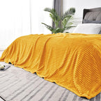 BEDELITE Ribbed Jacquard Mustard Yellow Queen Blanket by BEDELITE