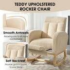 NIOIIKIT Modern Nursery Rocking Chair, Teddy Upholstered Rocking Chair - Image 6