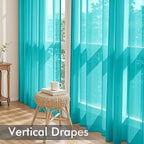 MIULEE Turquoise Sheer Curtains 90 Inches Long 4 Panels 42 x 90 Inches | Light - Image 5