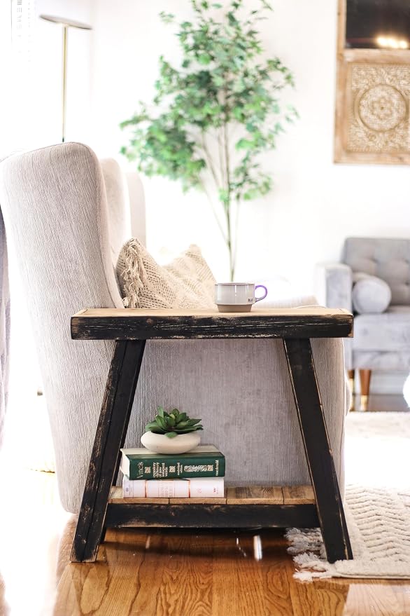 Doug and Cristy Designs Aztec A-Frame Side Table; Reclaimed Wood End Table - Image 2