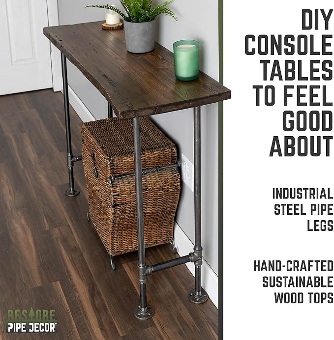 Restore by Pipe DÉCOR Live Edge Wood Console Table 48 in. x 16 in. x 34 in. - Image 4