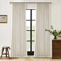 Cream Beige Pleated 100% Blackout Linen Curtains 108 Inches Long Set of 2 | by Twodrapes