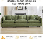 111'' Sectional Cloud Deep Seat Couch, Modern Comfy Chenille Modular Sectional - Image 6