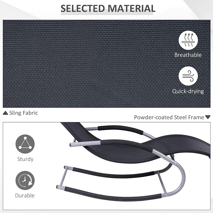 Outsunny Zero Gravity Rocking Chair Outdoor Chaise Lounge Chair Recliner Rocker - Image 6