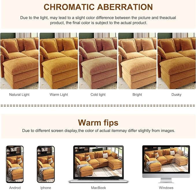 107" Cloud Couch Sectional, U Shaped Modular Sectional Sofa, 4-Seat Deep Seat - Image 6