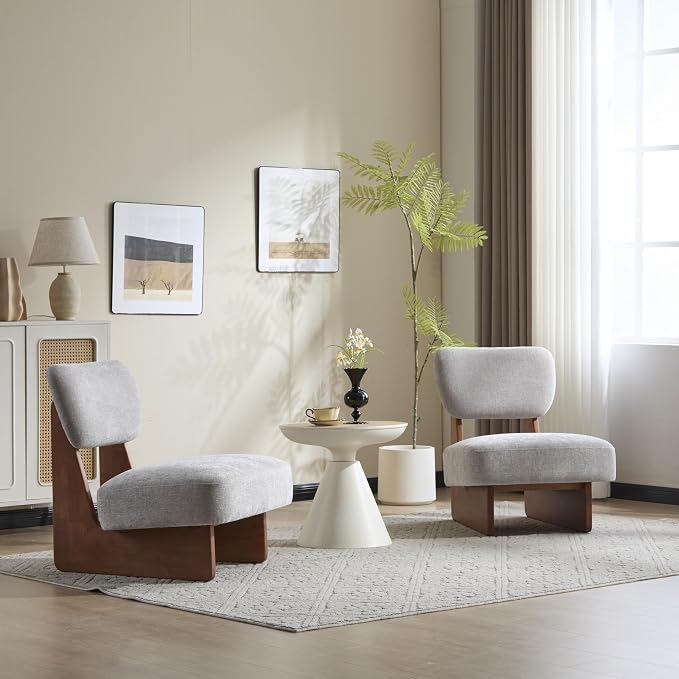 GDFStudio Upholstered Armless Accent Chairs Set of 2 Modern Side Chair - Image 3