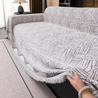 VClife Boho Couch Cover, Abstract White and Black Line Geometric Jacquard Couch - Image 3