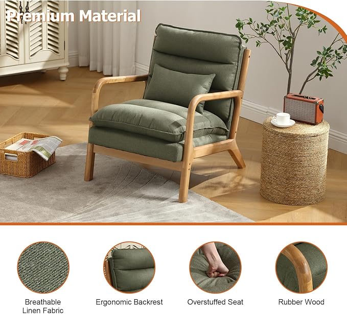 INZOY Mid Century Modern Accent Chair - Image 5
