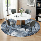 Rugflix Round Area Rugs 6Ft for Living Room, Washable Navy Blue Circle Rug | - Image 3