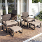 Tangkula 5 Pieces Wicker Patio Conversation Set, Outdoor PE Rattan Chair - Image 3