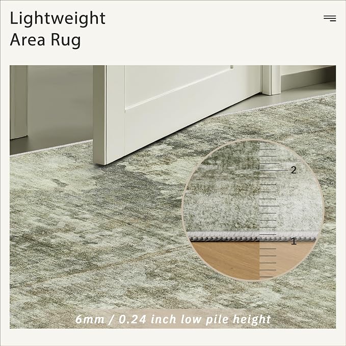 Soalmost Abstract Area Rug 6x9 for Living Room Washable Rugs Green Black | - Image 7