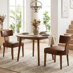 HNY Mid Century Modern Dining Chairs Set of 2, Farmhouse PU Leather Upholstered by HNY