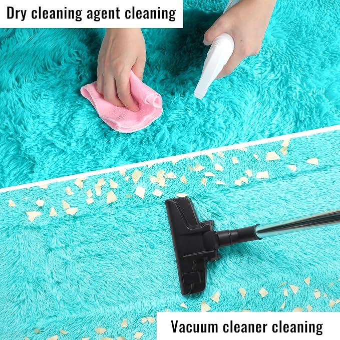 Fluffy Shag Teal Area Rugs for Bedroom 5x7 Fuzzy Shaggy Rug for Living Room | - Image 7