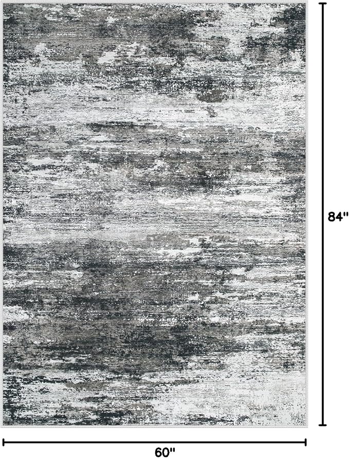 Washable Rug 5x7 Area Rugs for Living Room: Neutral Soft Rug Abstract Non Slip - Image 2
