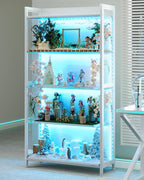 AODK Display Case with LED Lights, Display Cabinet with Glass Storage Shelves by AODK