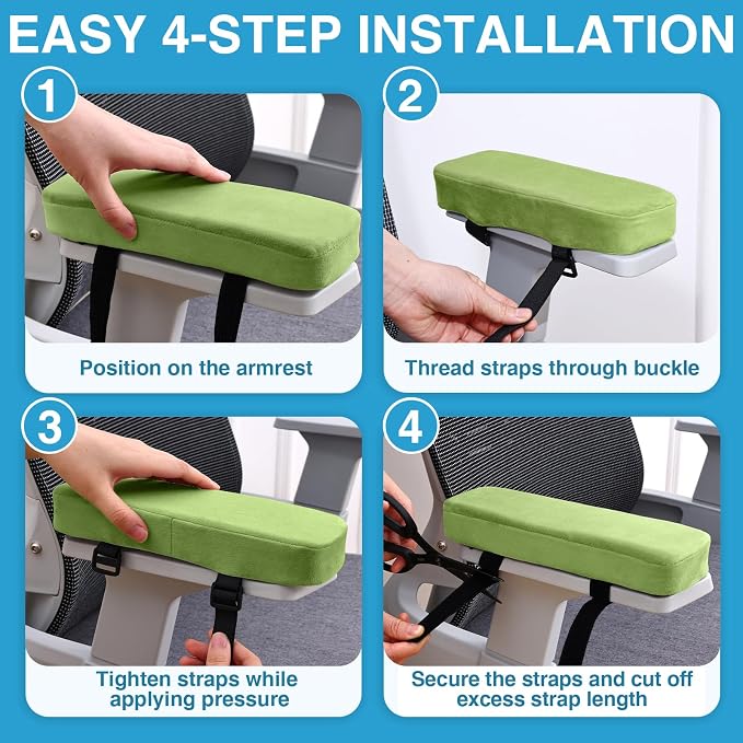 Smiry Ergonomic Office Chair Armrest Pads, Memory Foam Arm Rest Covers - Image 6