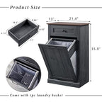 IFGET Tilt Out Trash Can Cabinet, 10 Gallon Farmhouse Laundry Hamper Cabinet - Image 2
