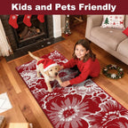 Findosom Christmas Runner Rug 2x6, Non Slip High-Low Textured Floral Washable - Image 4