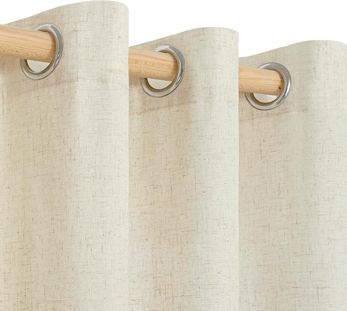 YoungsTex Beige Linen Kitchen Window Curtains, Short Light Filtering Drapes - Image 7