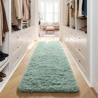 Sage Green Runner Rugs for Kids Bedroom Living Room Plush Fluffy Rug 2x6 Ft | - Image 5