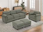 HAOMARKETS Corduroy 4-Piece Sofa Set, Upholstered Ottoman Set of 2, Accent - Image 6