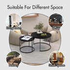 Homy Casa 27.6inch Round Coffee Table Set of 2, Modern Nesting Coffee Tables - Image 6