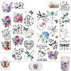 4 Sheets Rub on Transfers for Crafts, Dragonflies Furniture Transfers for Wood by Dorsbaby